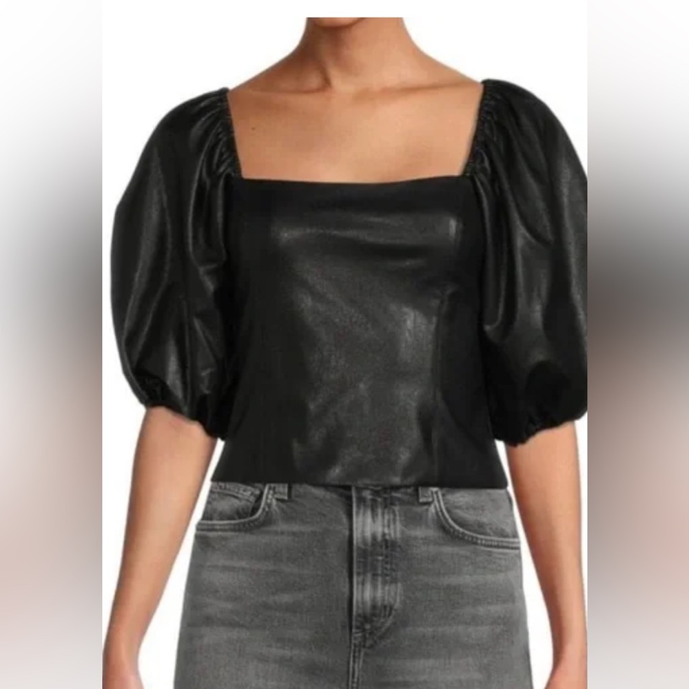 AMANDA UPRICHARD Tulane Faux Leather Top